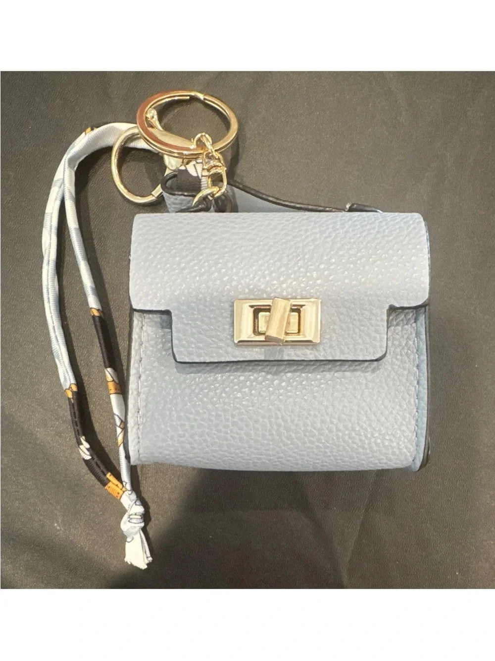 Unlisted Light Blue Mini Keychain Bag Charm with Gold Hardware